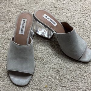 Steve Madden Light Gray Mules with Clear Heel